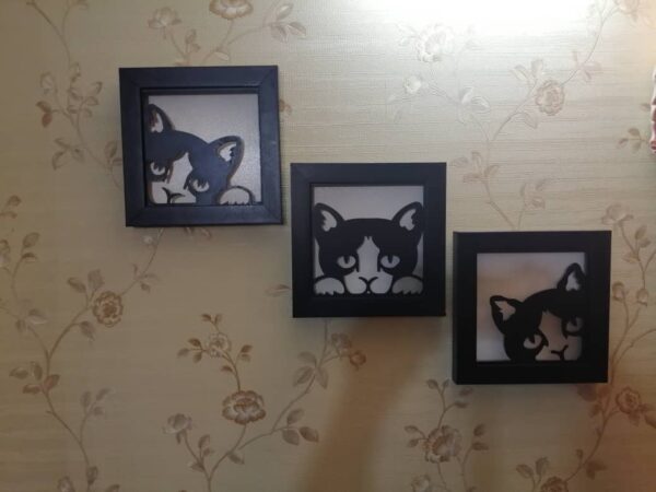 تابلو دیواری سه تایی طرح گربه